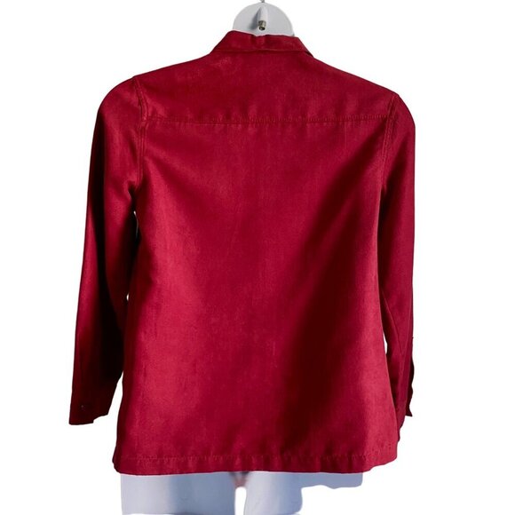 Croft & Barrow Red Long Sleeve Faux Suede Women's Button Up Top Size Medium NEW - Picture 5 of 8